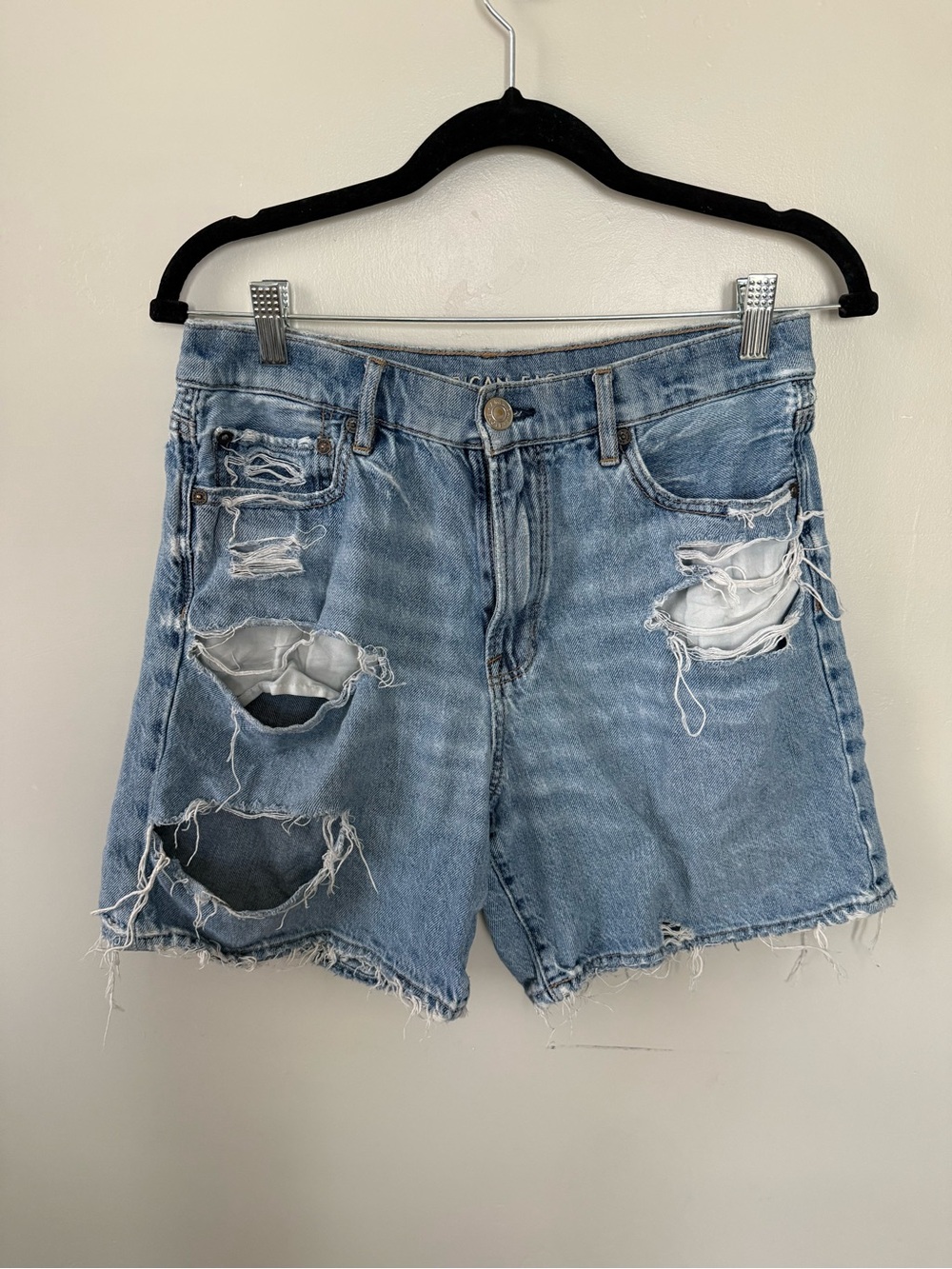 American Eagle Outfitters Light Wash Distressed Denim Shorts